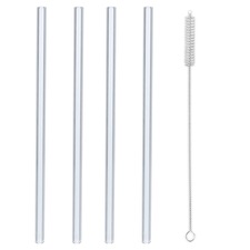 Brčko sklo nápojové 4 ks 20 cm+kartáček