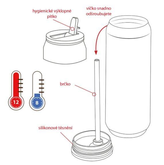 Termoska-plechovka nerez 0,7 l Motokros