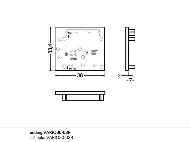 Koncovka WIRELI VARIO30-03 stříbrná, pár