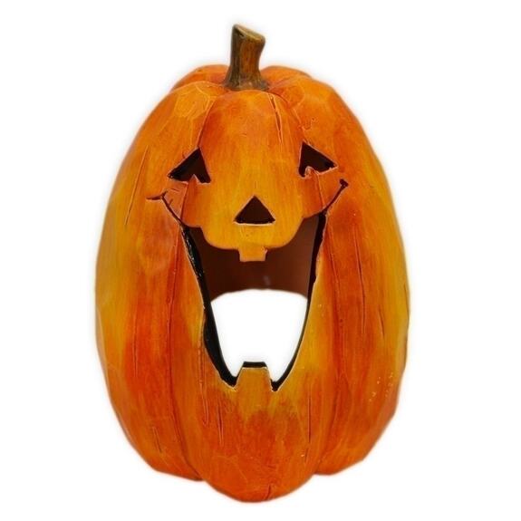 Dýně svícen polyresin 20cm oranžová