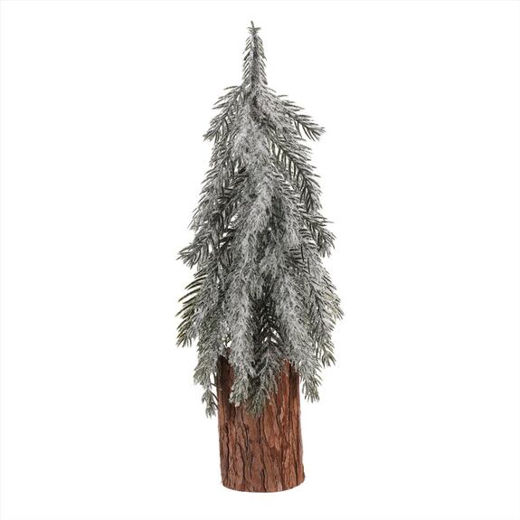 Vánoční mini stromek na špalku - umělý, výška 44 cm, zasněžený