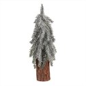 Vánoční mini stromek na špalku - umělý, výška 44 cm, zasněžený