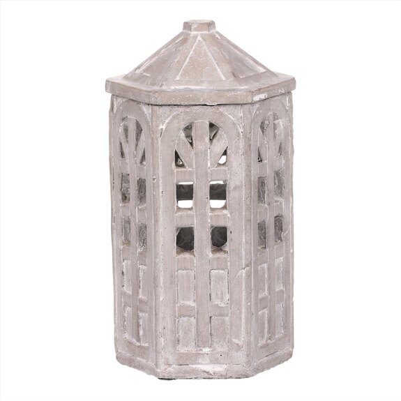 Domek betónový na čajovou svíčku - zahradní svícen.