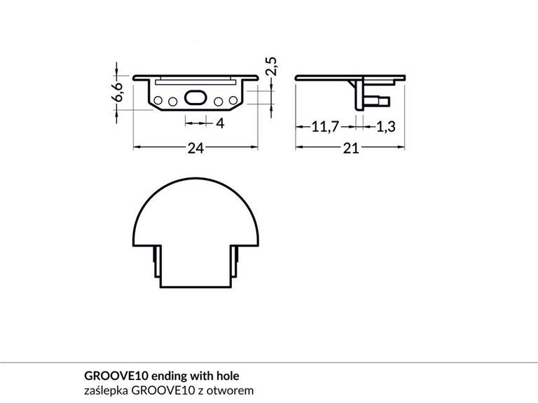 Koncovka WIRELI GROOVE10 bílá půlkulatá, pár