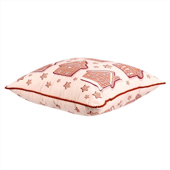 Polštář - motiv s domky, sametový, 45 x 45 cm