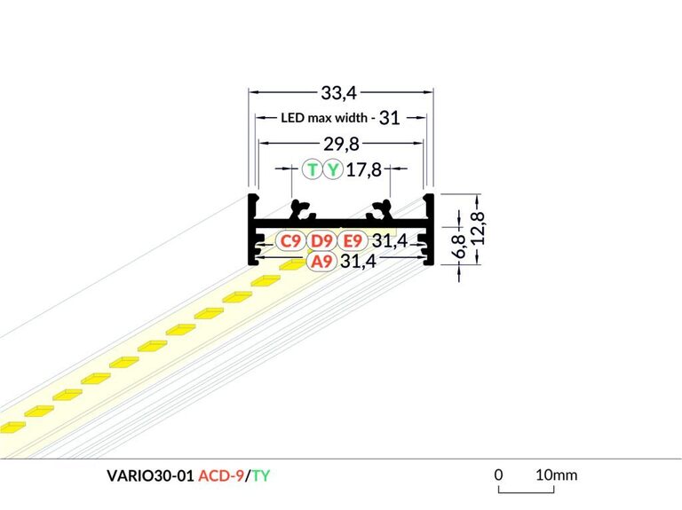 Profil WIRELI VARIO30-01 bílý lak, 2m (metráž)