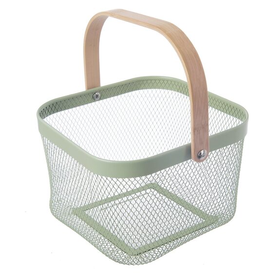 Košík kov/bambus GREENISH 27x24,5x16,5 cm