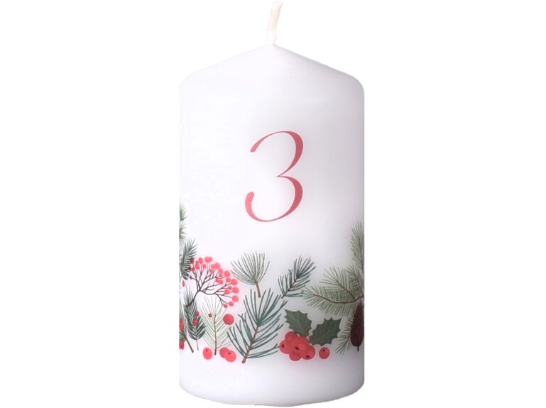 Emocio Válec 5ks 50x90 mm adventní čísla Šťastné a Veselé, svíčky