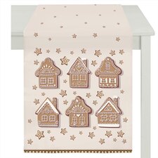 Běhoun - motiv s domky, 100 % polyester, 40 x 150 cm