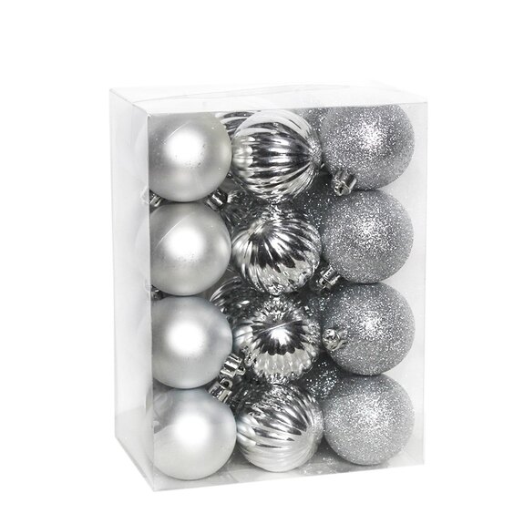 Baňky pvc 24ks/5cm stříbrná