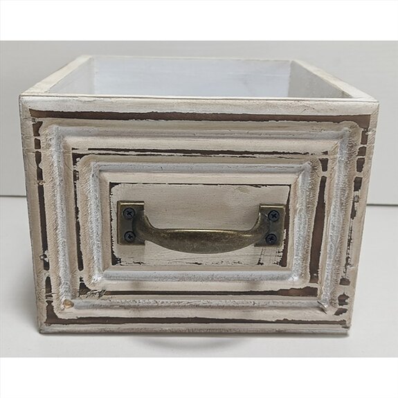 Šuplík dřevěný - obal na květiny, bílý