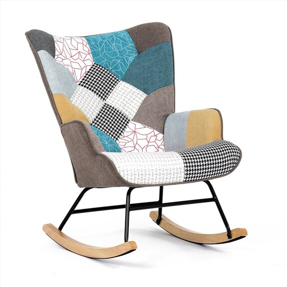 Křeslo houpací AK-374 PW2 potah patchwork látka
