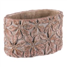 Obal na květiny - malý oválný, vzor květin, beton