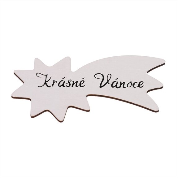 Cedulka "Krásné Vánoce", barva bílá. V sáčku 12 ks