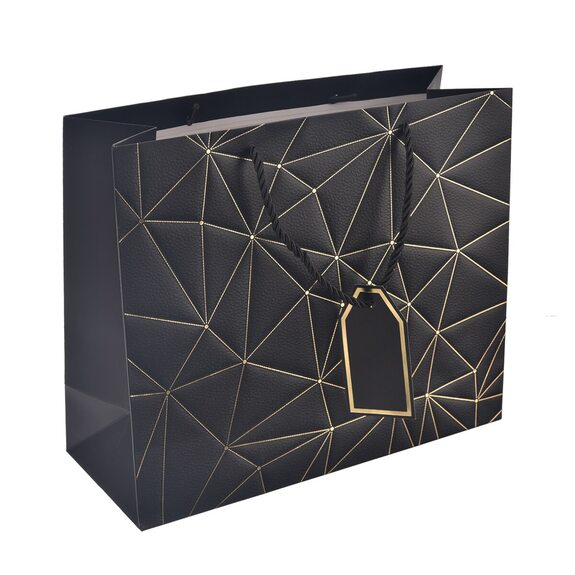 Taška papír dárková mřížka 31x12x26 cm černá, náhr. 823119