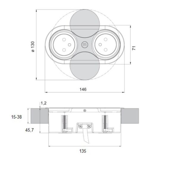 Zásuvka EIGHT 3 x 230 V AC (16 A) stříbrná