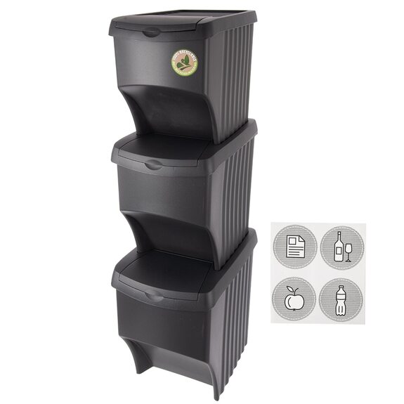 Koš odp. UH 3x22 l černá