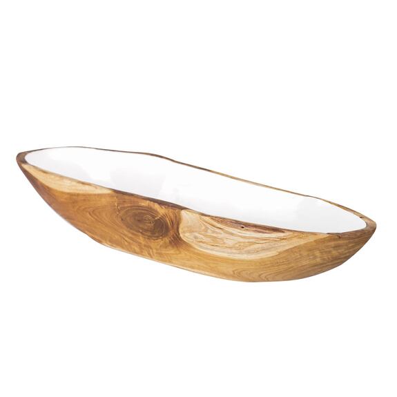 Moderní bílá miska DORITO z teaku