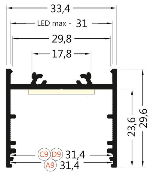 Profil WIRELI VARIO30-02 hlíník anoda, 2m (metráž)