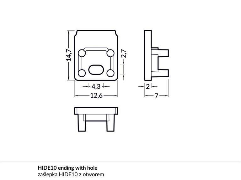 Koncovka WIRELI HIDE10 s otvorem šedá, pár