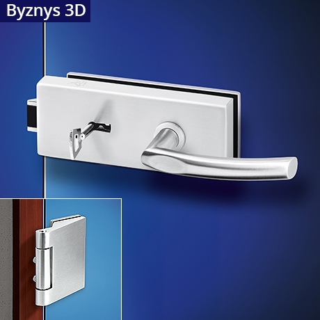 Ilsa Byznys kování na skleněné dveře HR + 3D nerez