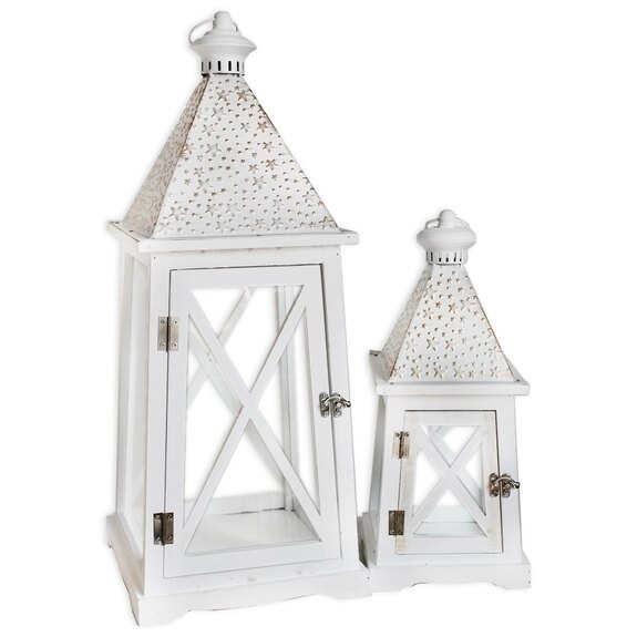 Lucerny dřevo kov S/2 63,5cm bílá