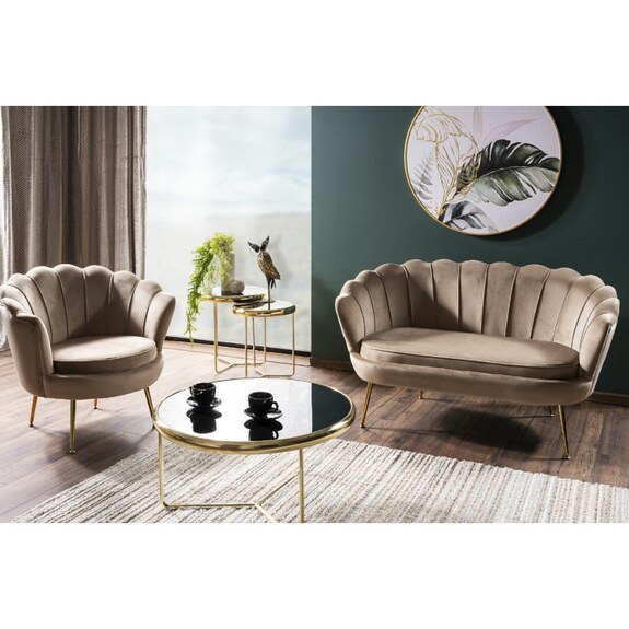 CARMELA 2 VELVET pohovka, béžová