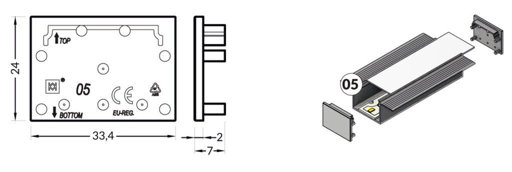 Koncovka WIRELI VARIO30-05 šedá, pár