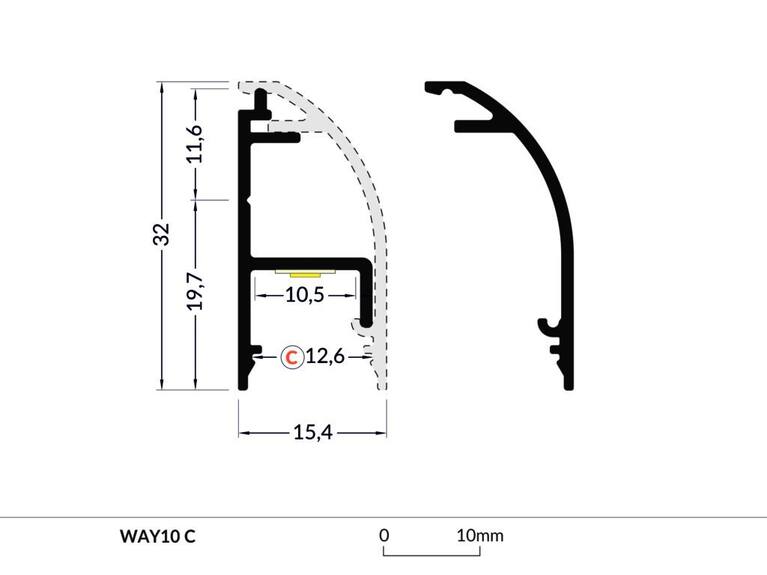 Profil WIRELI WAY10 C stříbrný elox, 2m (metráž)