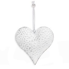 Srdce závěs kov 15cm bílá