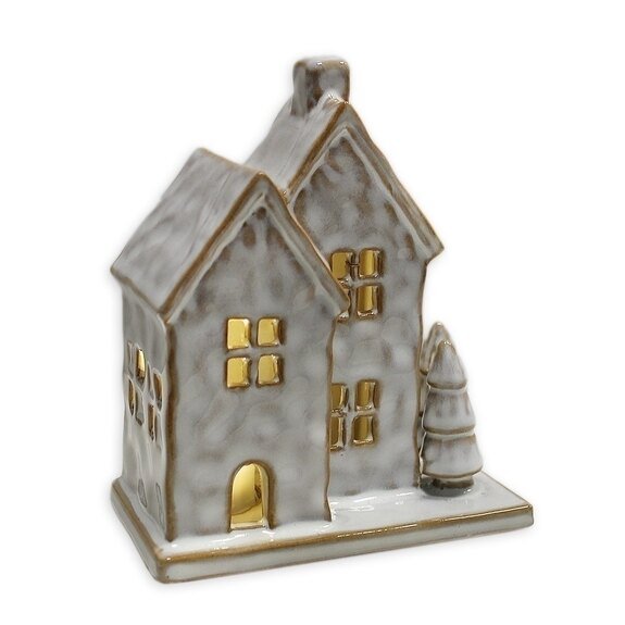 Domek svícen LED keramika 13,5cm