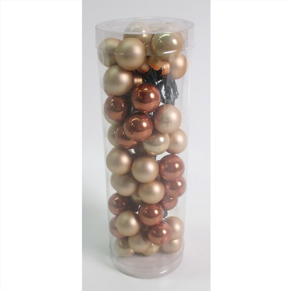 Ozdoby skleněné na drátku, karamelové barvy,pr.2cm, cena-balení (48ks)