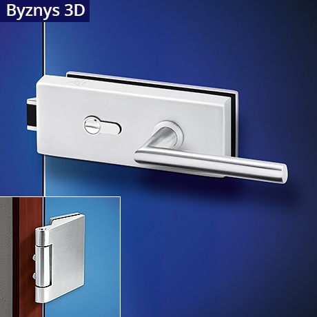 Dora Byznys kování na skleněné dveře HR + 3D nerez