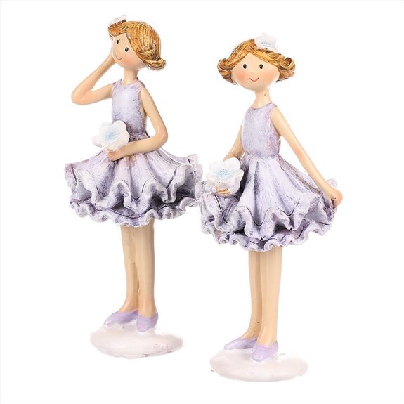 Dívka v sukni, mix 2 druhů, světle fialová barva, polyresin.