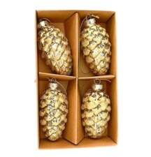 Šišky sklo 4ks/8cm platina