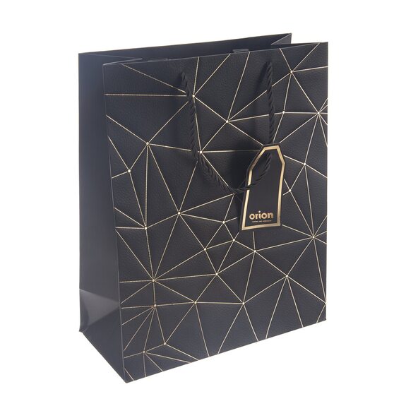 Taška papír dárková mřížka 26x12x32 cm černá, náhr. 823118