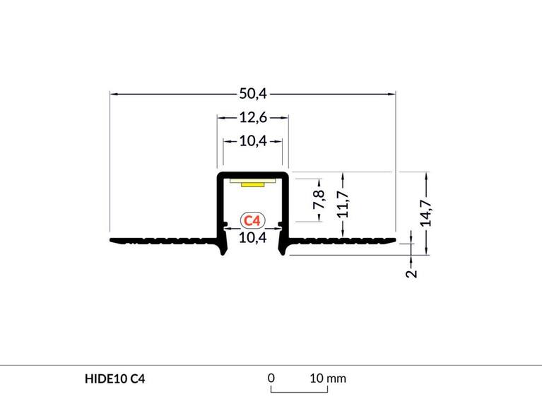 Profil WIRELI HIDE10 C4 stříbrný elox, 2m (metráž)