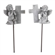 Anděl s křížkem polyresinový, mix 2 druhů. Zápich.