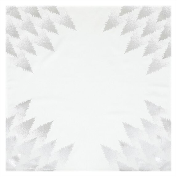 Ubrus šedý - stříbrné stromky v rozích, 100% polyester, 80 x 80 cm.