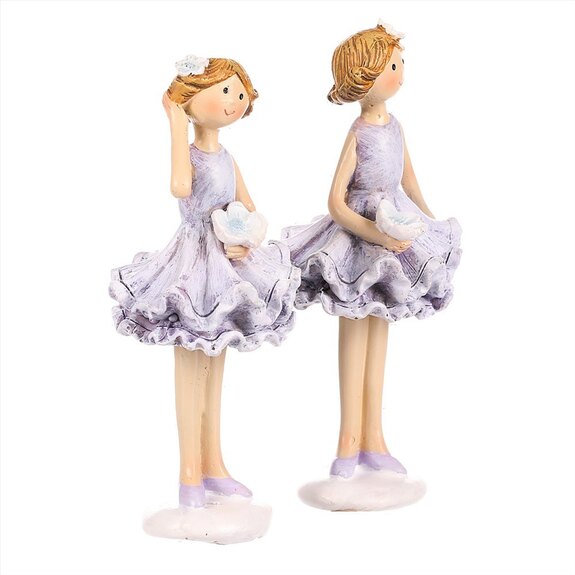 Dívka v sukni, mix 2 druhů, světle fialová barva, polyresin.