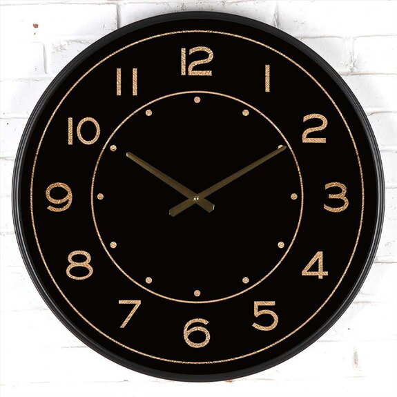 Hodiny nástěnné - černé, arabské číslice, kovové, 60 cm