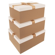 Krabice papír dárková zlatá/bílá 3 ks L