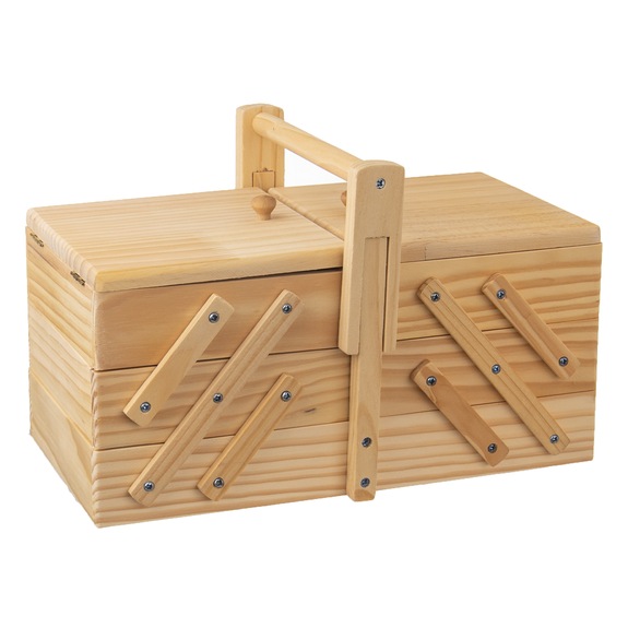 Kazeta na šití dřevo rozkládací 30x18x19 cm