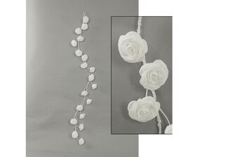 Girlanda PRZ2841 z pěnových růžiček, barva bílá, umělá dekorace