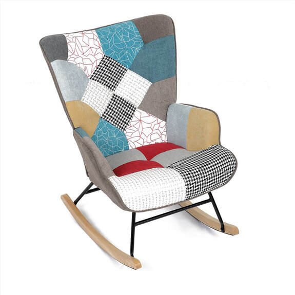 Křeslo houpací AK-374 PW2 potah patchwork látka