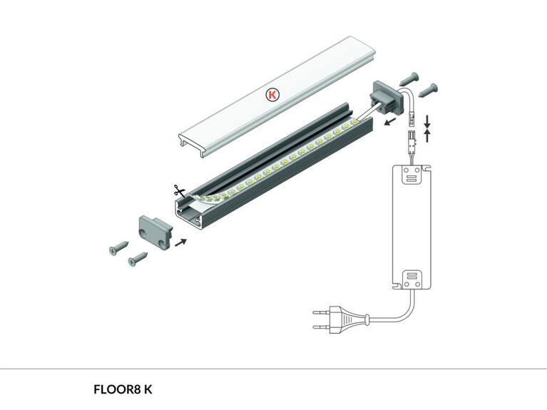 Profil WIRELI FLOOR8 K hliník anoda, 2m (metráž)
