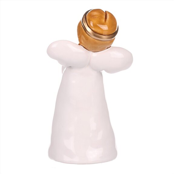 Anděl bílý držící srdce, keramika