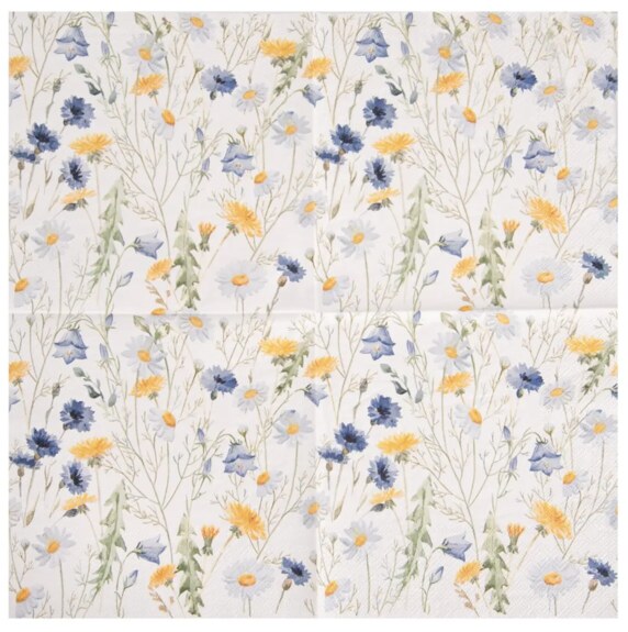 Ubrousek papír jarní květy 20 ks 33x33 cm modrá