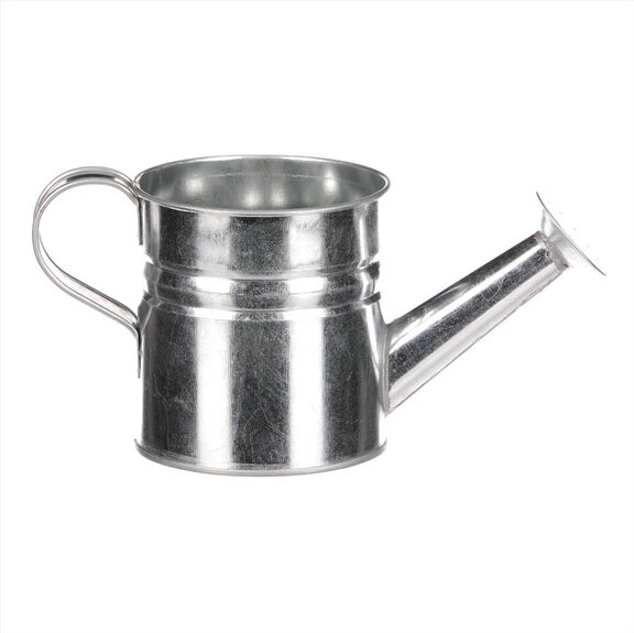 Obal na květiny - konev, zinkový, stříbrná barva.