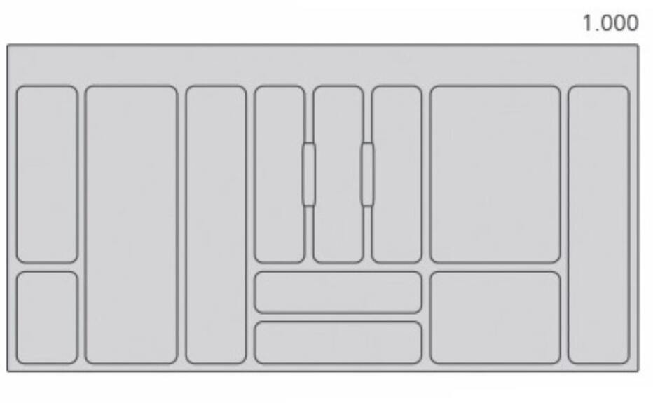 Rozdělovník plastový do zásuvky M100 936x482mm, šedý